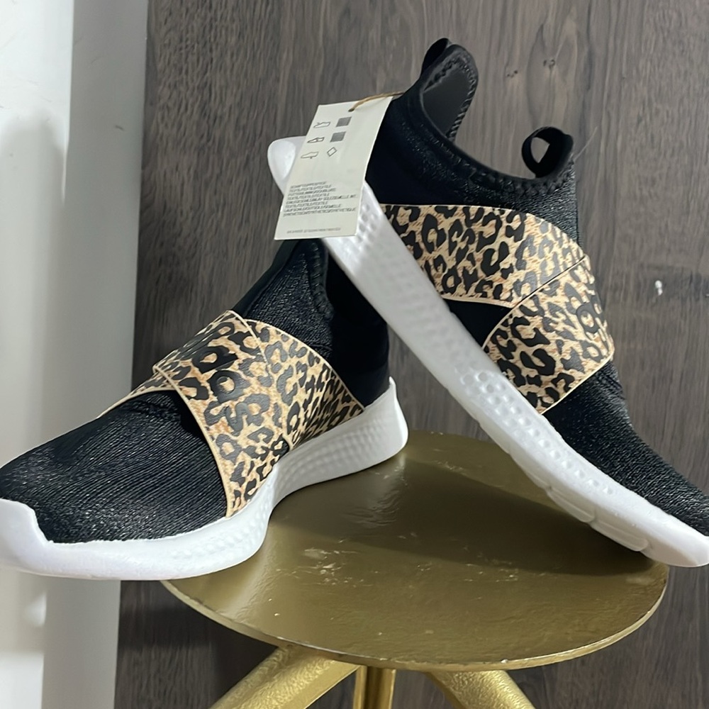 Adidas Women's Black and Leopard Slip-On Sneakers - Picture 7 of 7